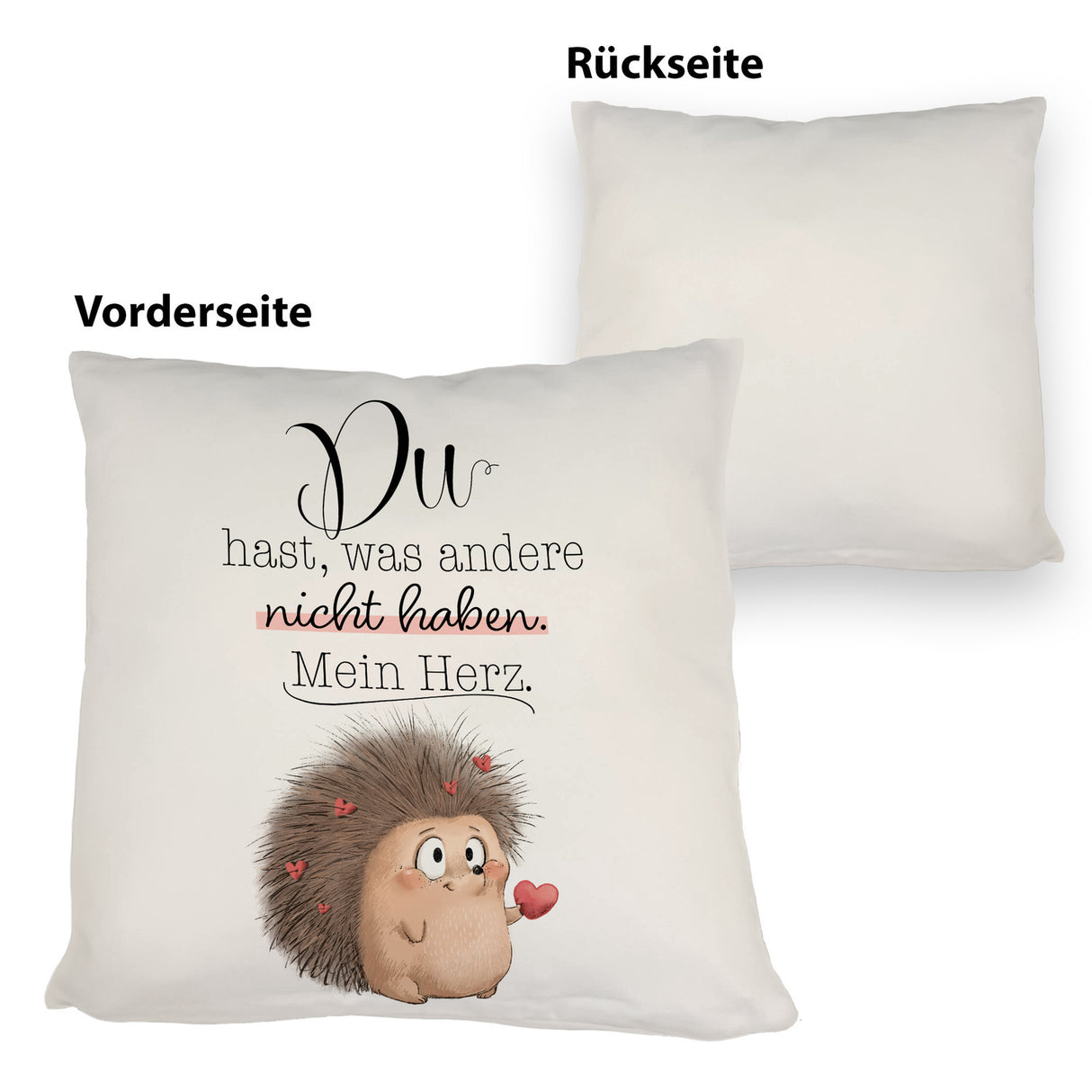 Verliebter Igel Kissen mit Spruch Mein Herz gehört dir allein