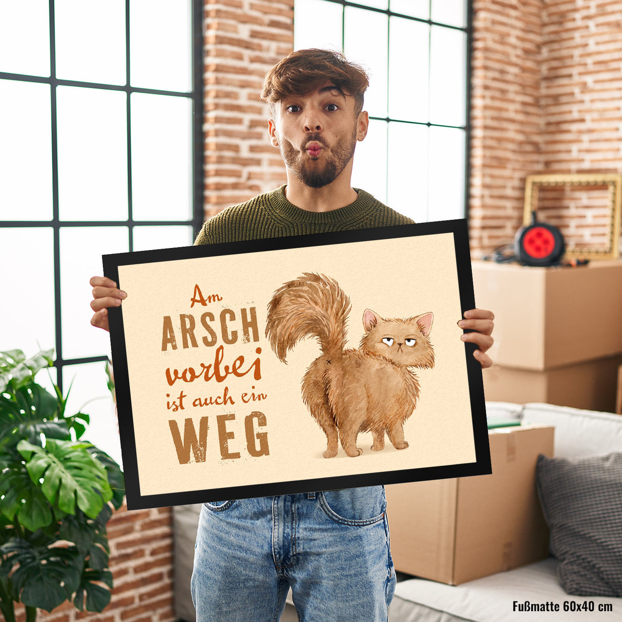 Katze Fußmatte in 35x50 cm mit Spruch Am Arsch vorbei ist auch ein Weg