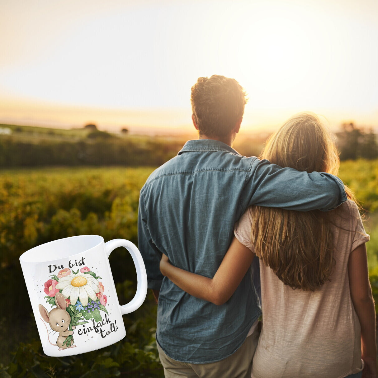 Maus Kaffeebecher mit Spruch Du bist einfach toll