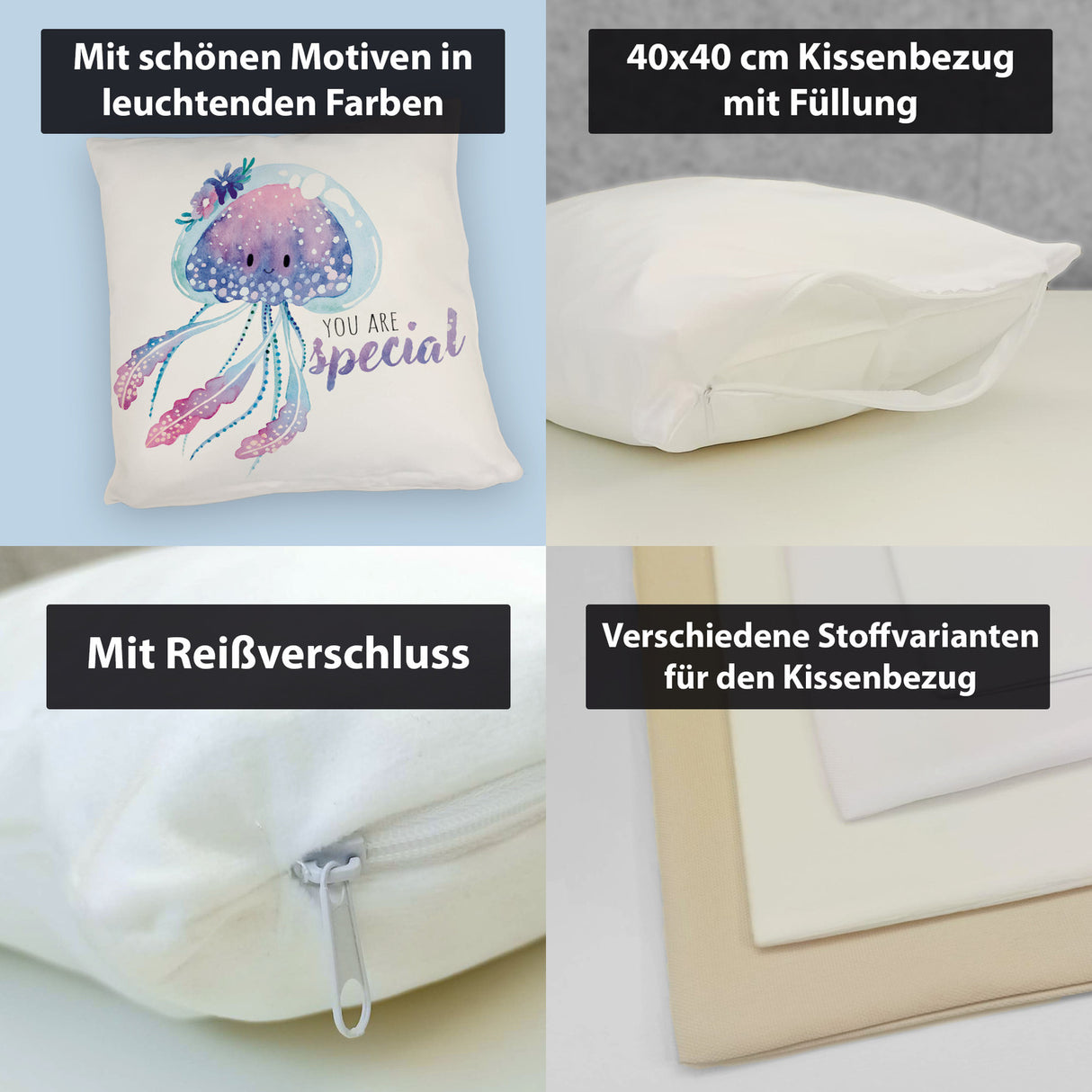 Qualle Kissen mit Spruch You are special