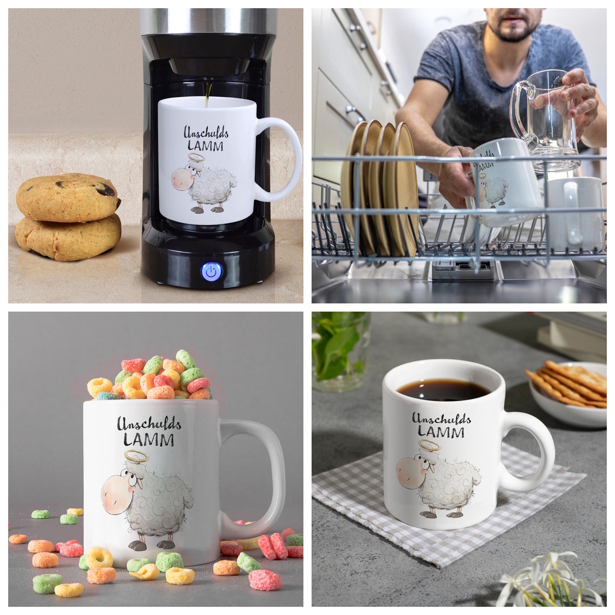Schaf Kaffeebecher mit Spruch Unschuldslamm