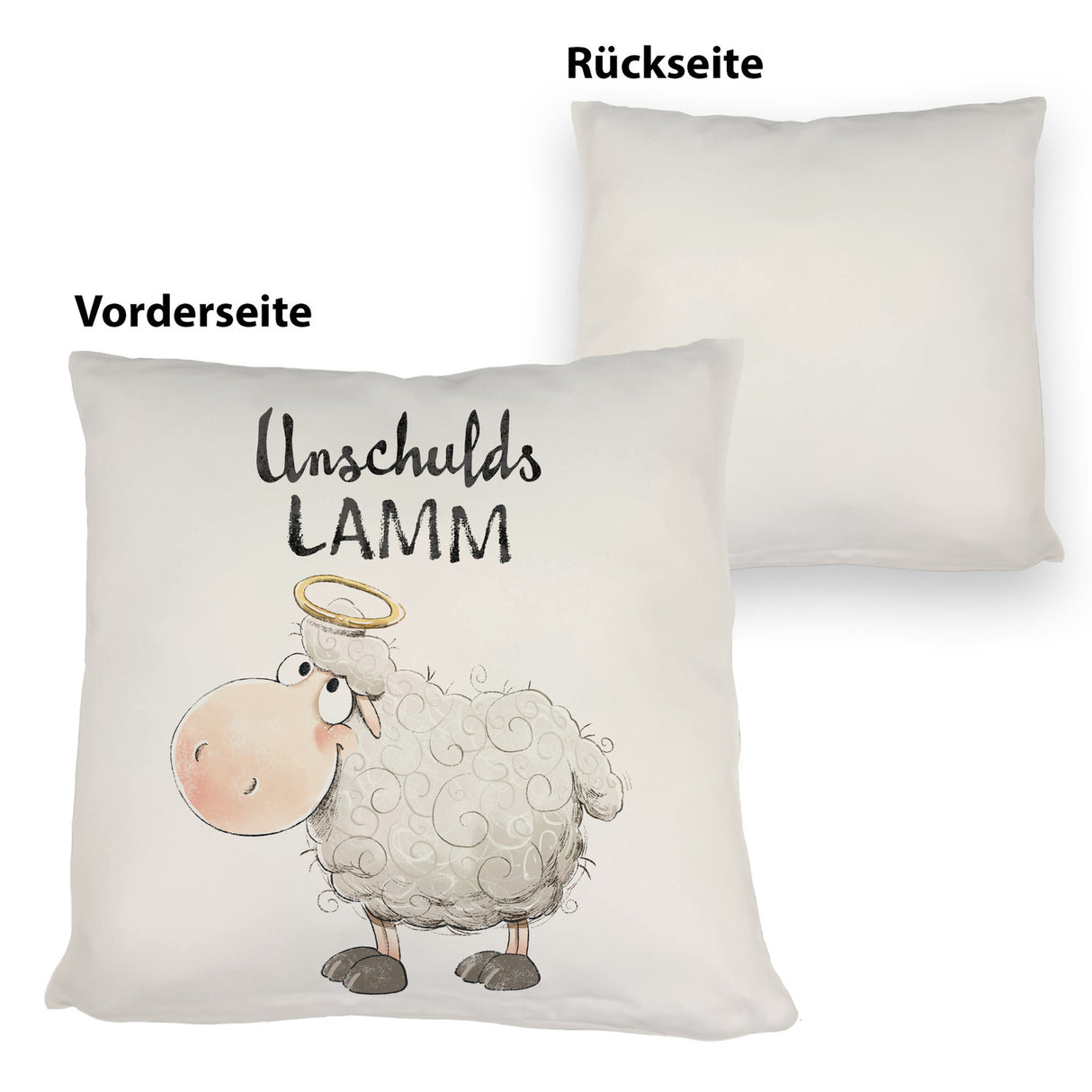 Schaf Kissen mit Spruch Unschuldslamm