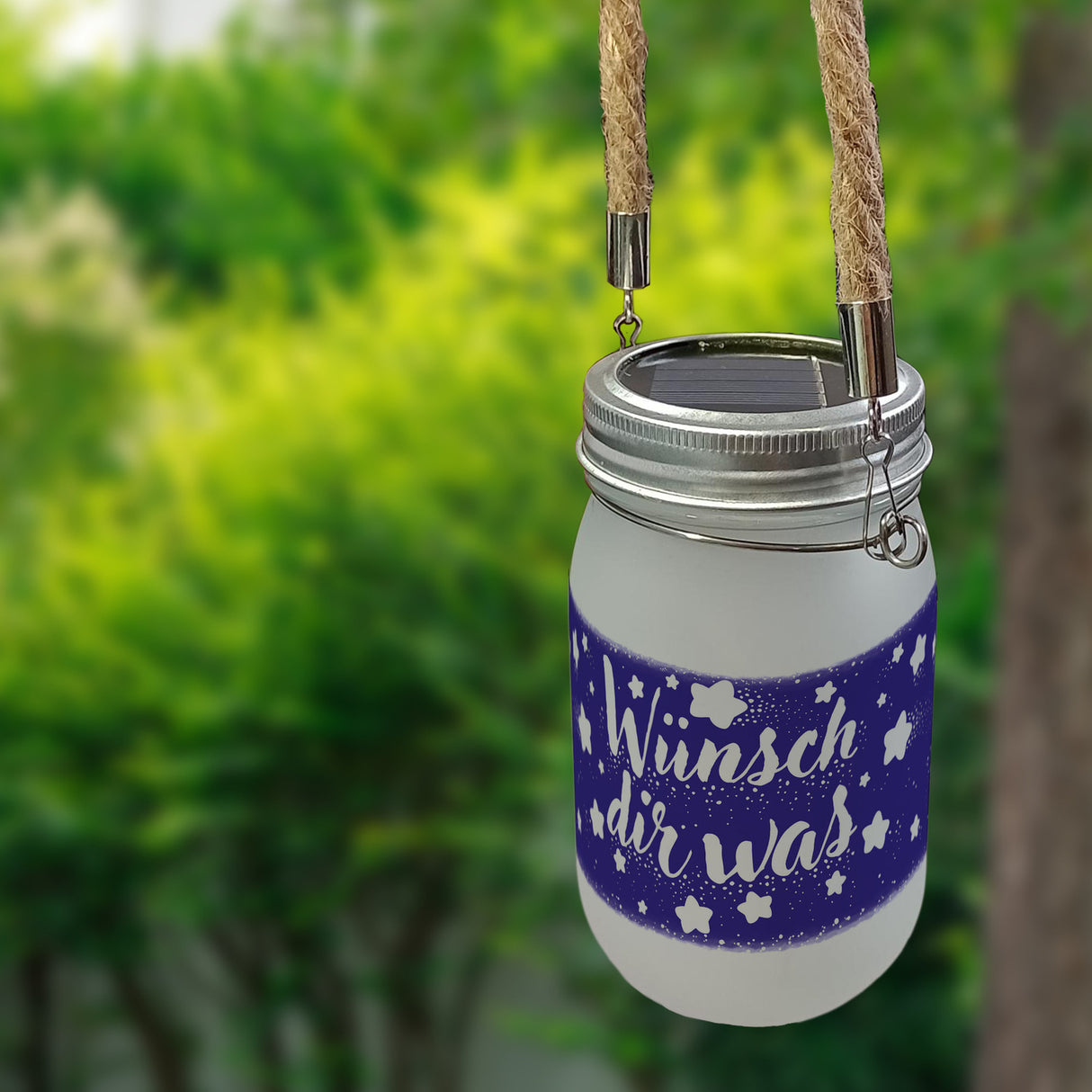 Sternenhimmel Solarlicht mit Spruch Wünsch dir was
