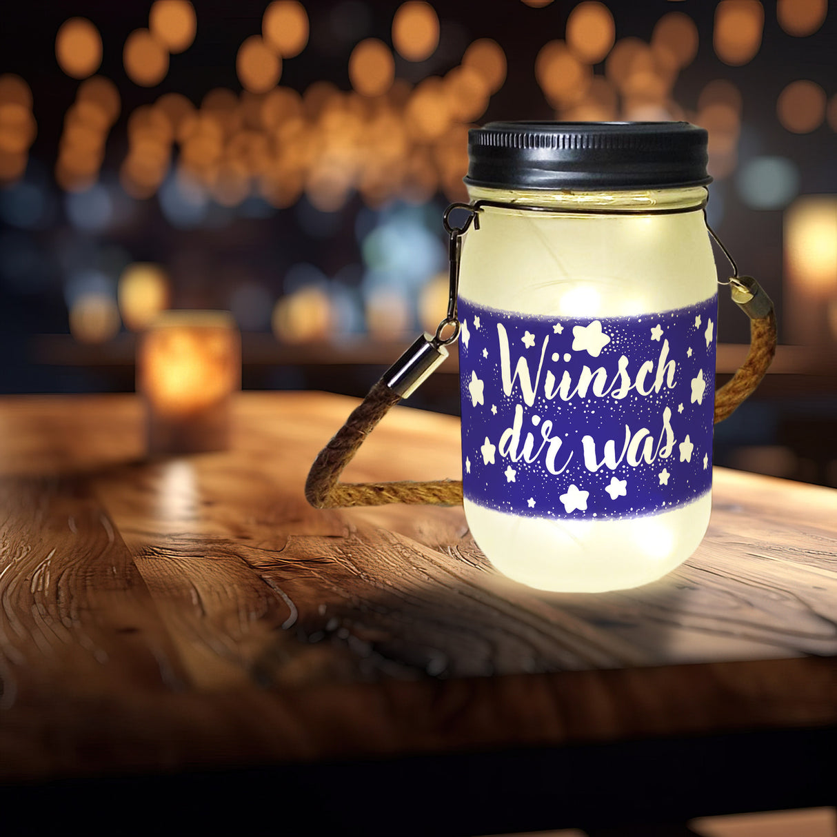 Sternenhimmel Solarlicht mit Spruch Wünsch dir was