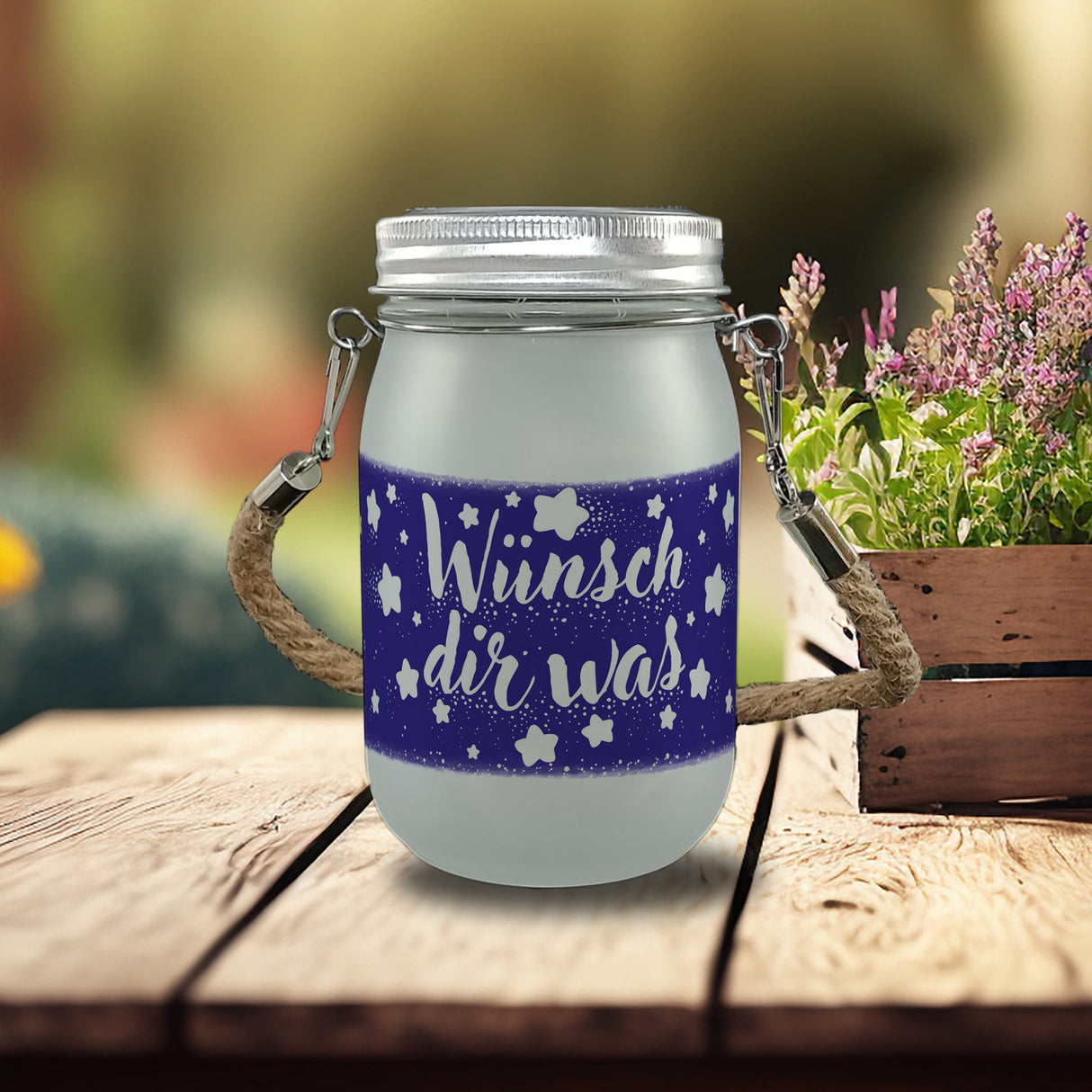 Sternenhimmel Solarlicht mit Spruch Wünsch dir was