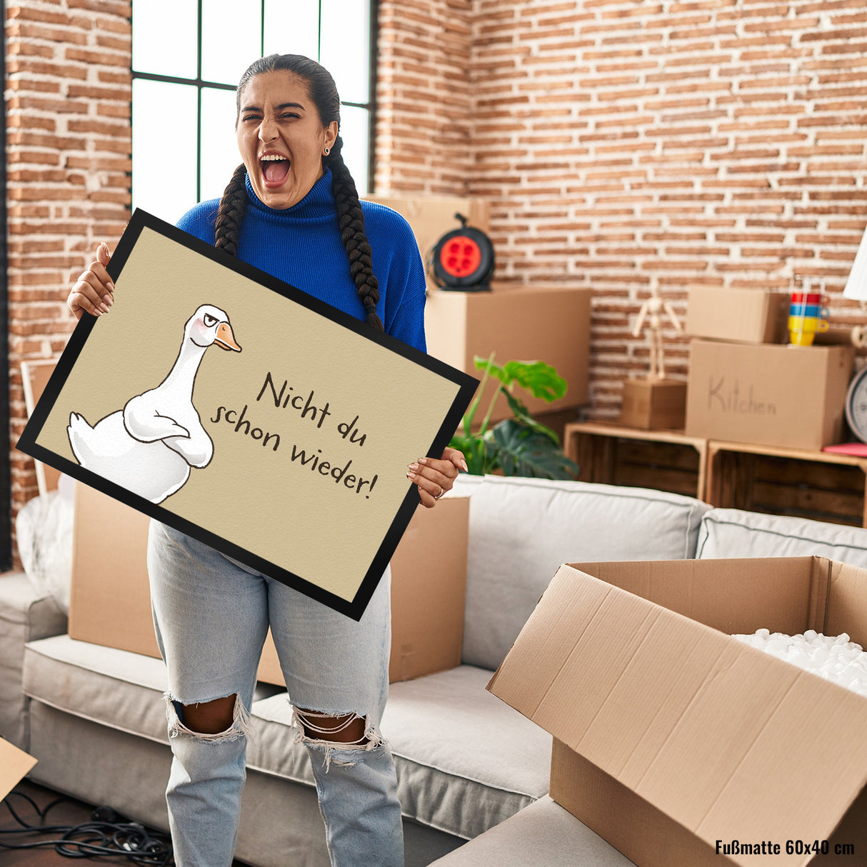 Gilbert die Gans Fußmatte in 35x50 cm mit Spruch Nicht du schon wieder