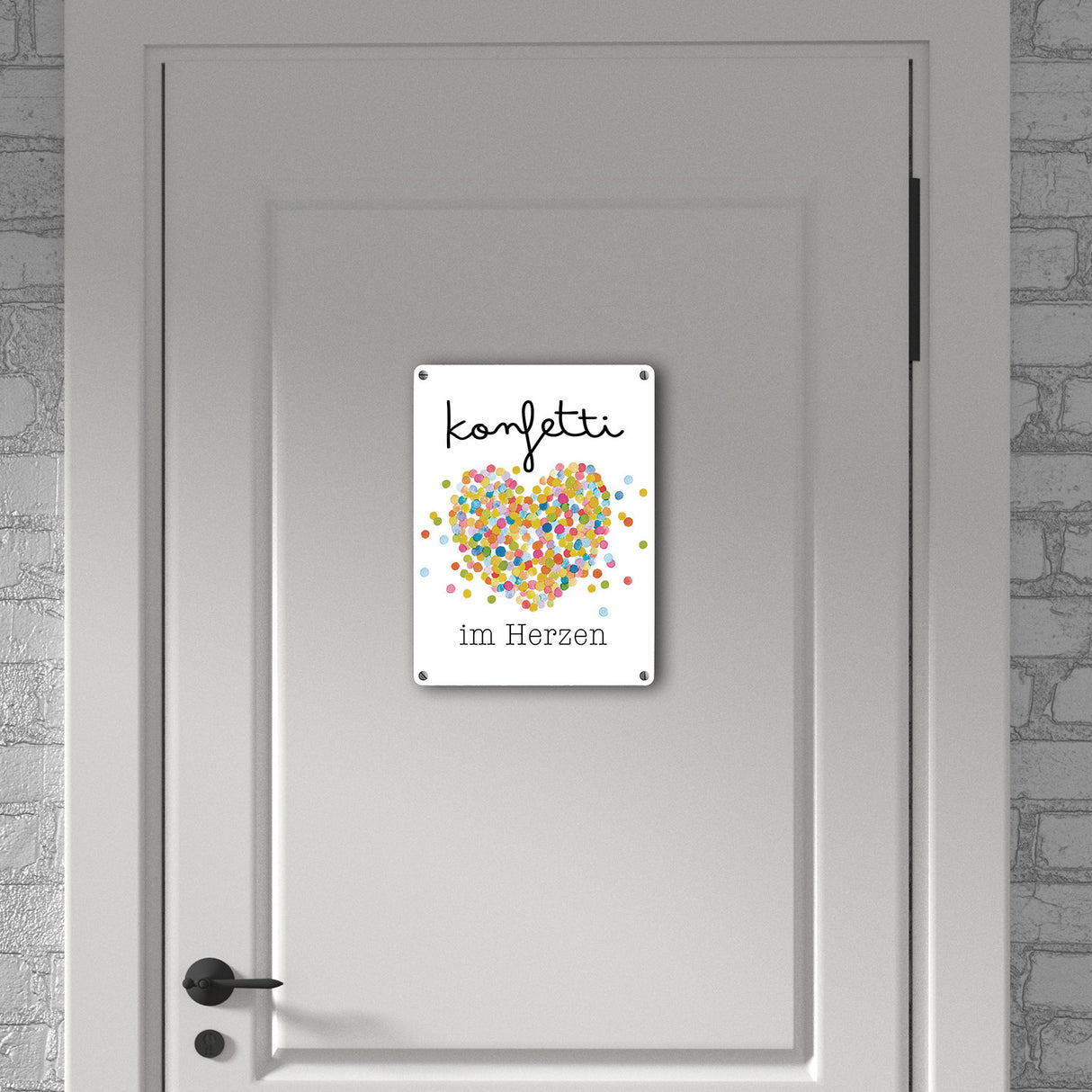Konfetti im Herzen Karneval Geschenk Metallschild in 15x20 cm