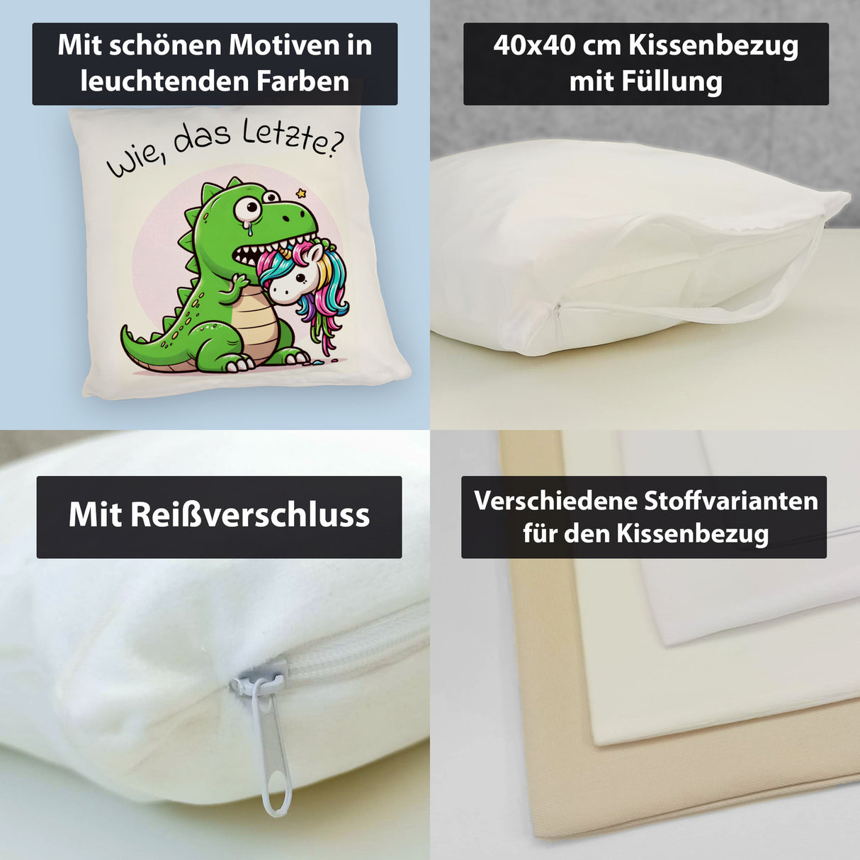 Das letzte Einhorn Kissen mit Spruch Wie das Letzte?