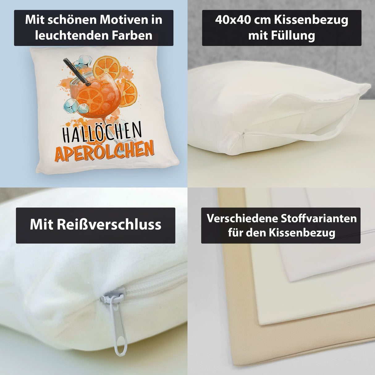 Cocktail Kissen mit Spruch Hallöchen Aperölchen