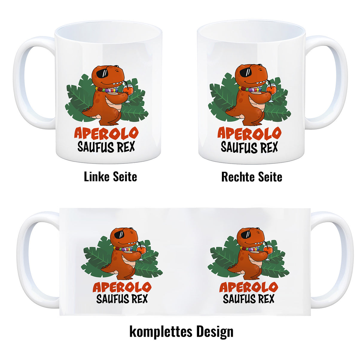 Aperolo Saufus Rex Kaffeebecher mit Spruch Cocktail T-Rex