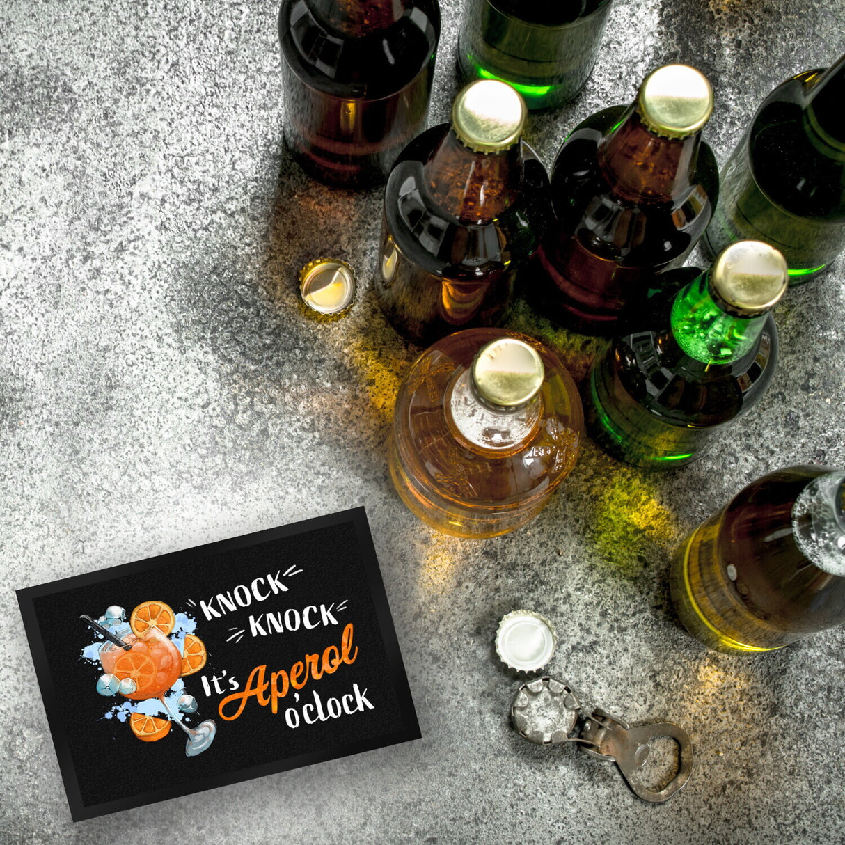 Cocktail Fußmatte in 35x50 cm mit Spruch Knock knock It's Aperol o'clock