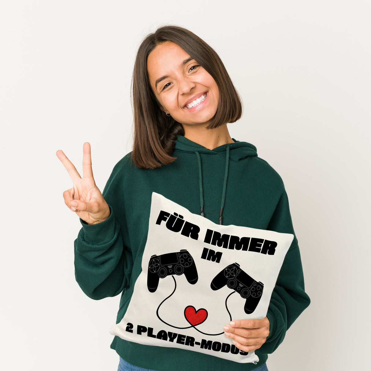 Gaming Kissen mit Spruch Für immer im 2 Player-Modus