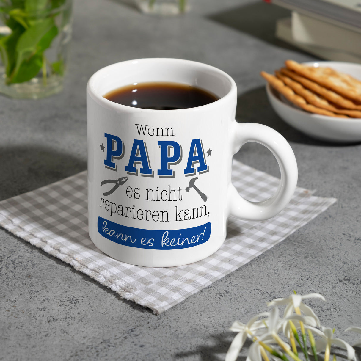 Papa Geschenk Kaffeebecher mit Spruch Wenn Papa scheitert scheitert jeder