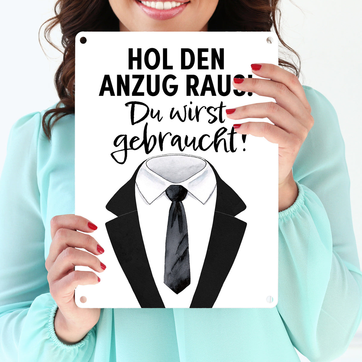 Trauzeuge Metallschild in 15x20 cm mit Spruch Hol den Anzug raus Du wirst gebraucht