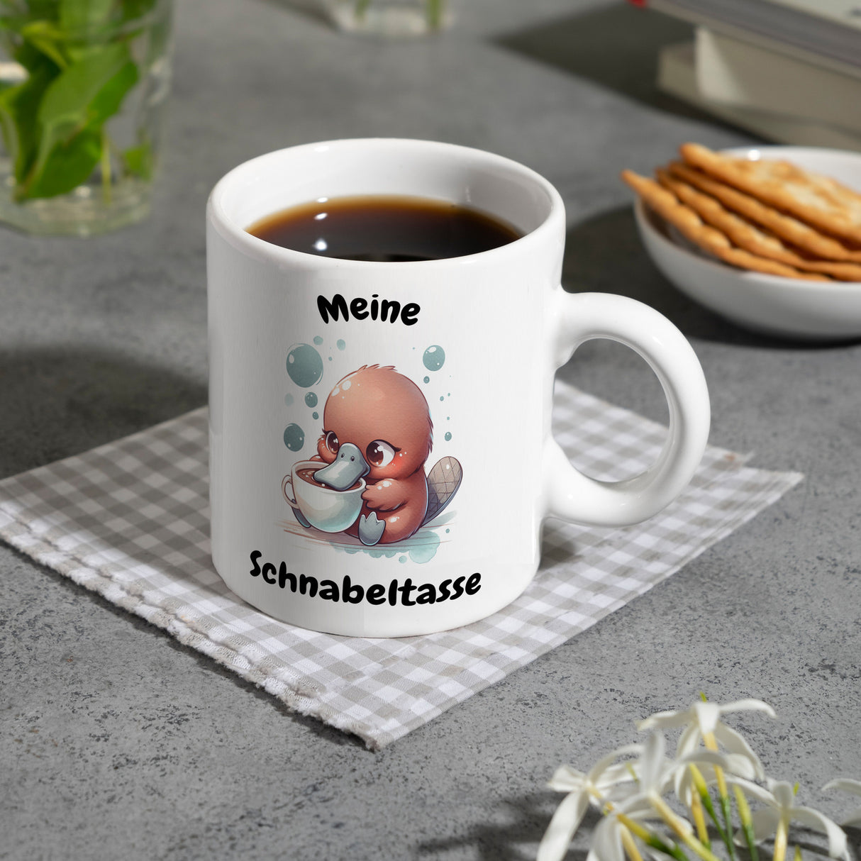 Schnabeltasse Schnabeltier Kaffeebecher mit Spruch Meine Schnabeltasse