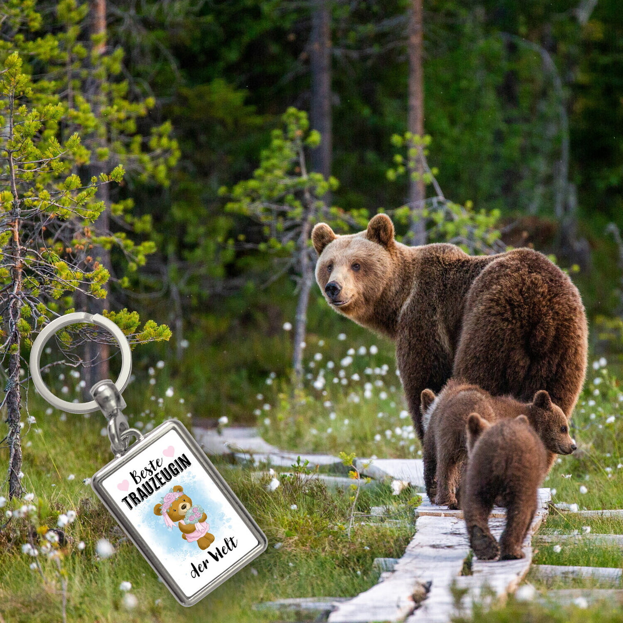 Trauzeugin Teddybär Schlüsselanhänger mit Spruch Beste Trauzeugin der Welt