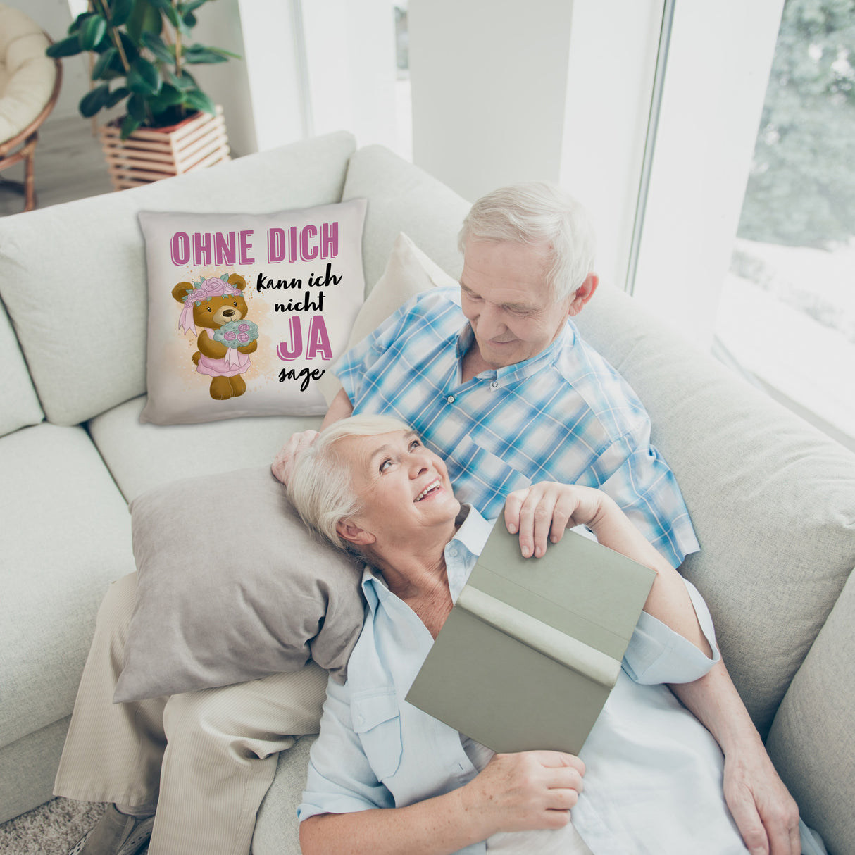 Trauzeugin Teddybär Kissen mit Spruch Ohne Dich kann ich nicht Ja sagen