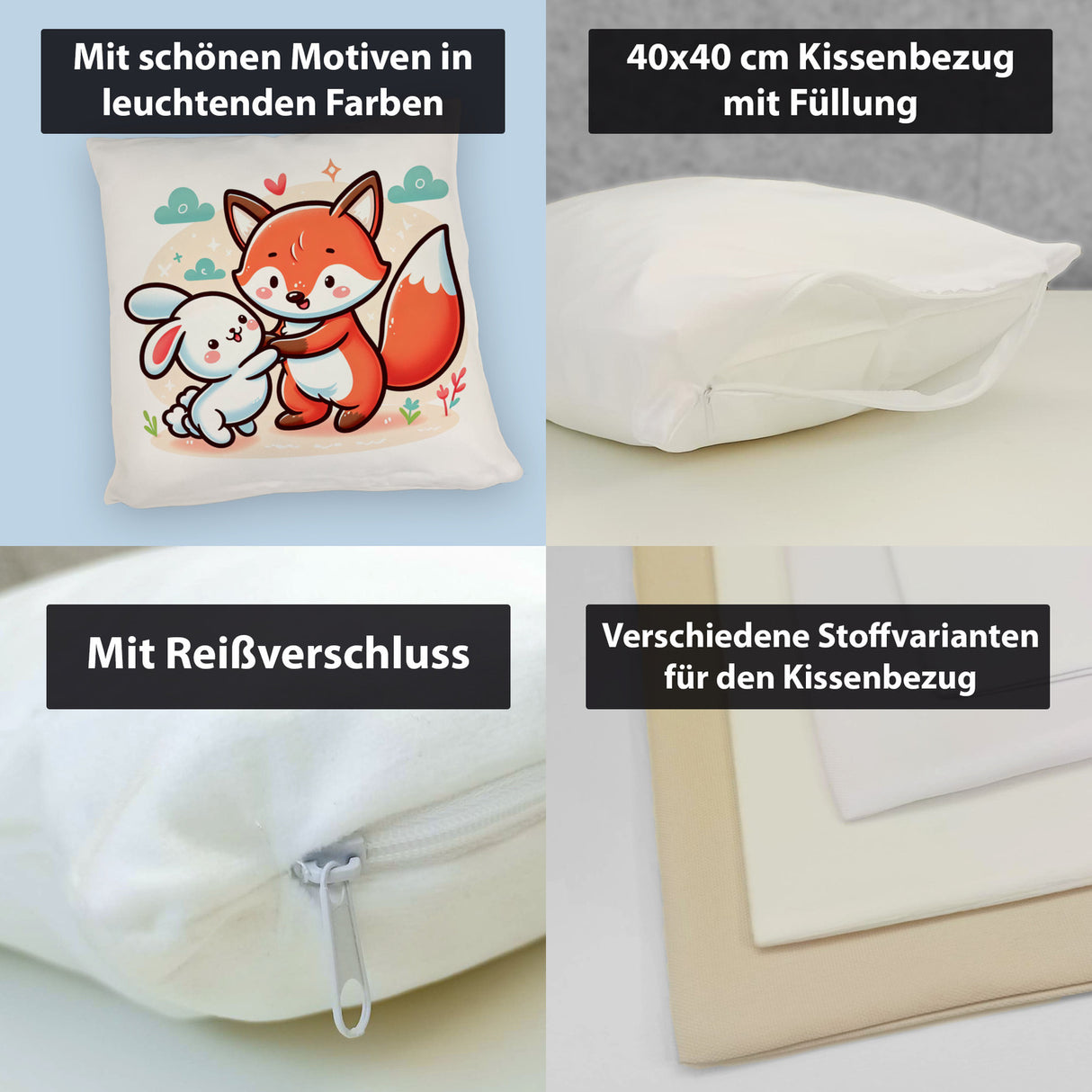 Fuchs und Kaninchen Kissen