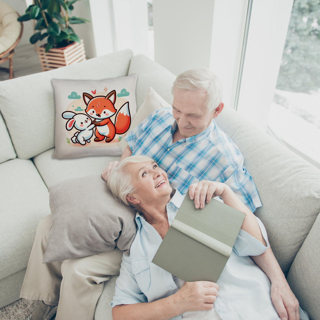 Fuchs und Kaninchen Kissen