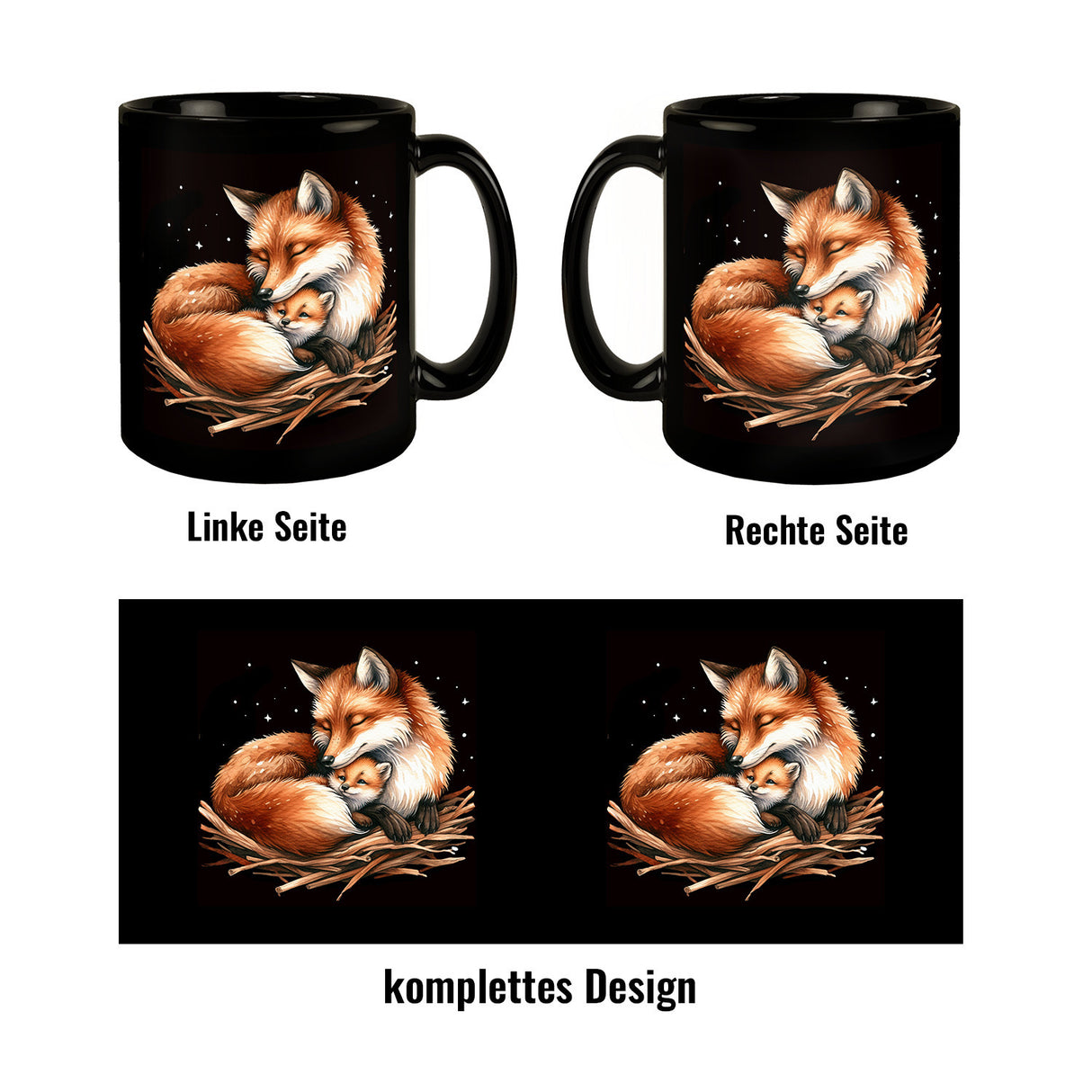 Mamafuchs Tasse schwarz in Schwarz