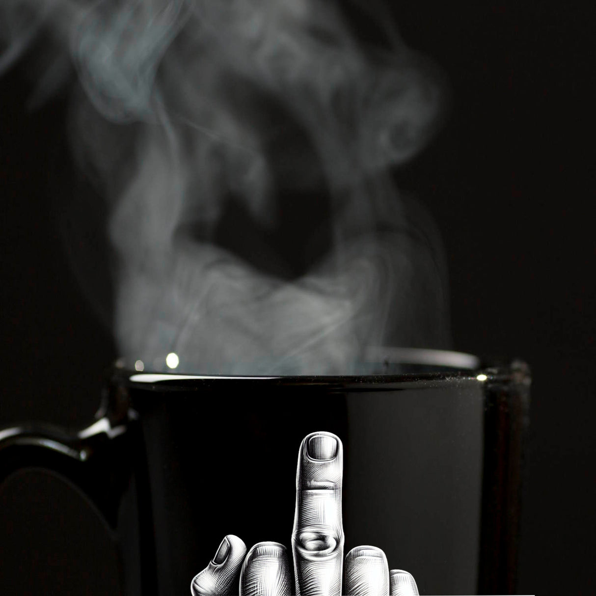 Stinkefinger Tasse schwarz in Schwarz