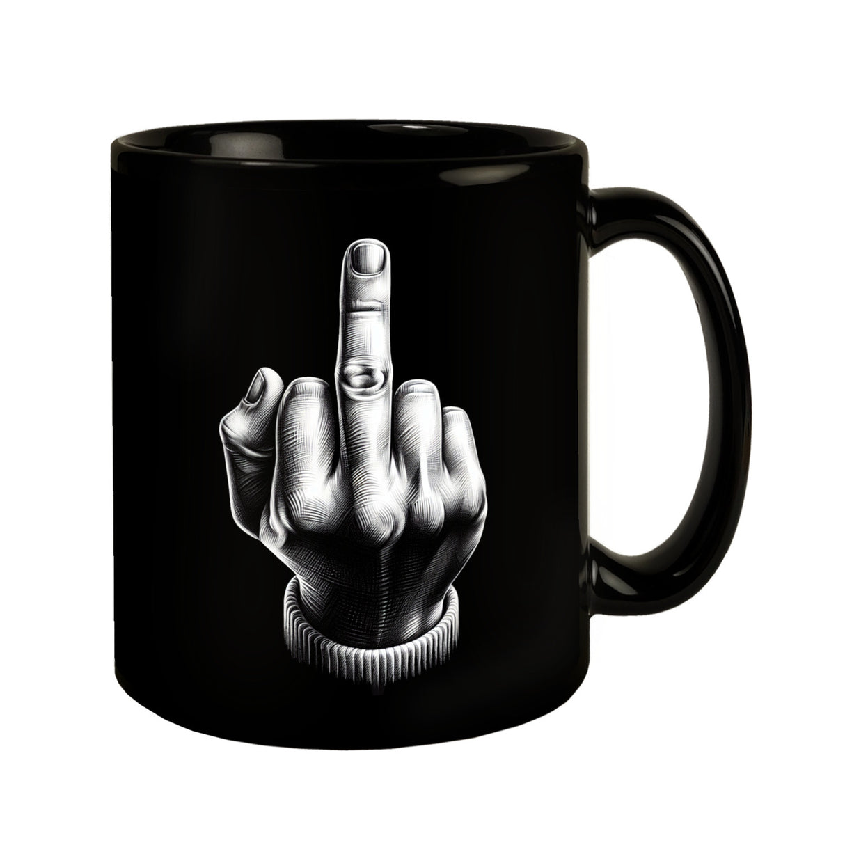 Stinkefinger Tasse schwarz in Schwarz