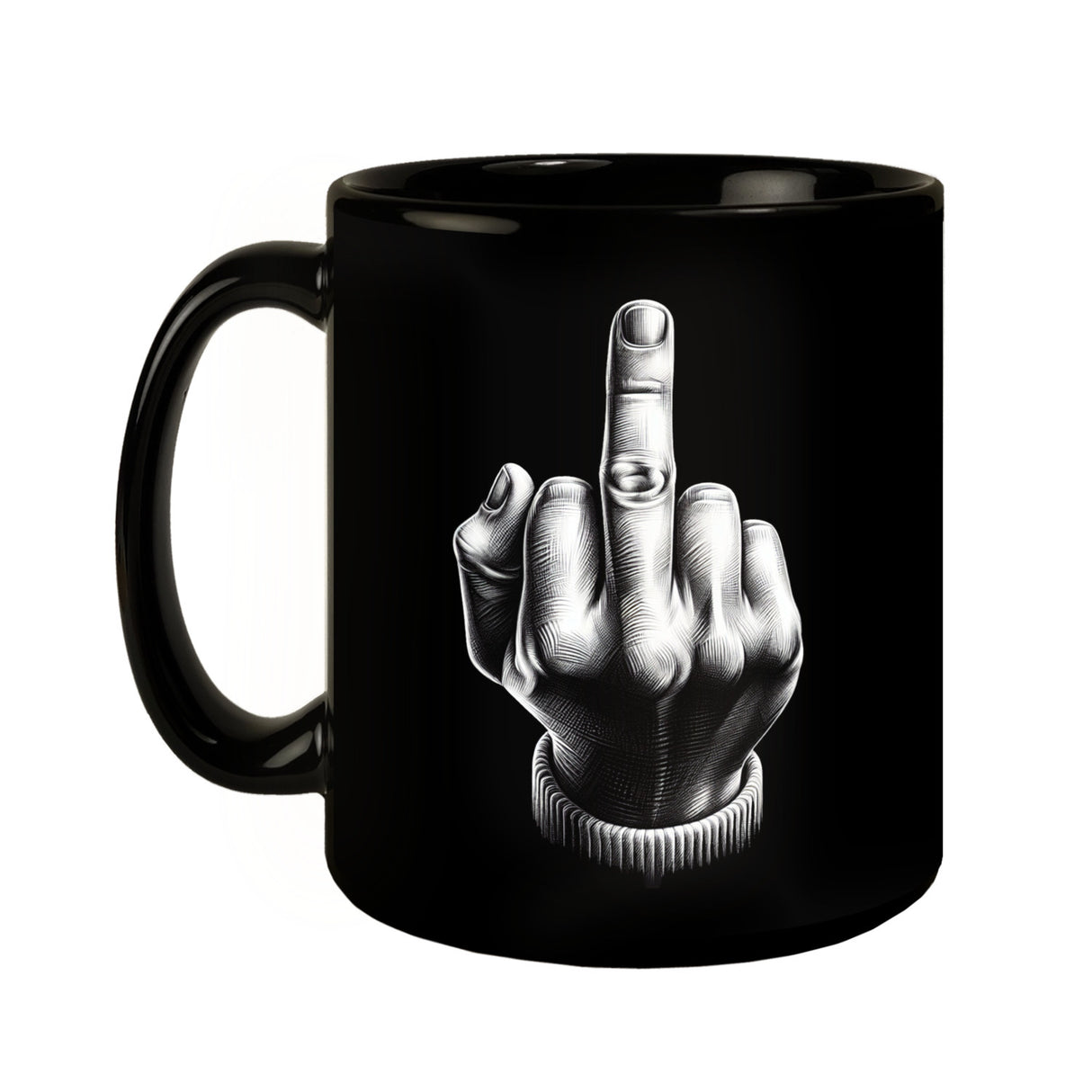 Stinkefinger Tasse schwarz in Schwarz