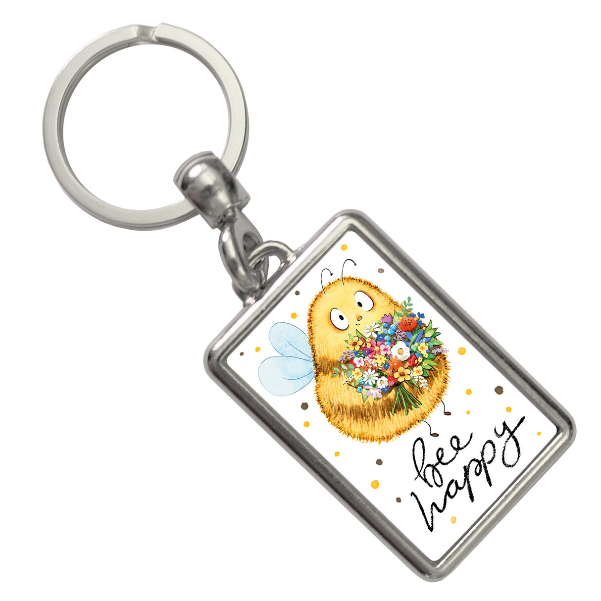 Pummel Biene Schlüsselanhänger mit Spruch Bee happy
