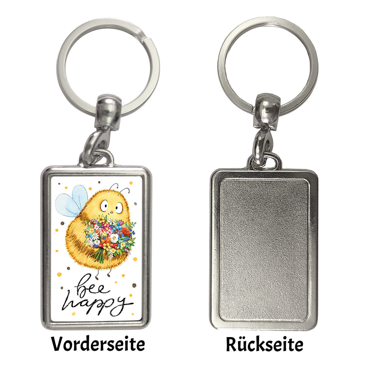 Pummel Biene Schlüsselanhänger mit Spruch Bee happy
