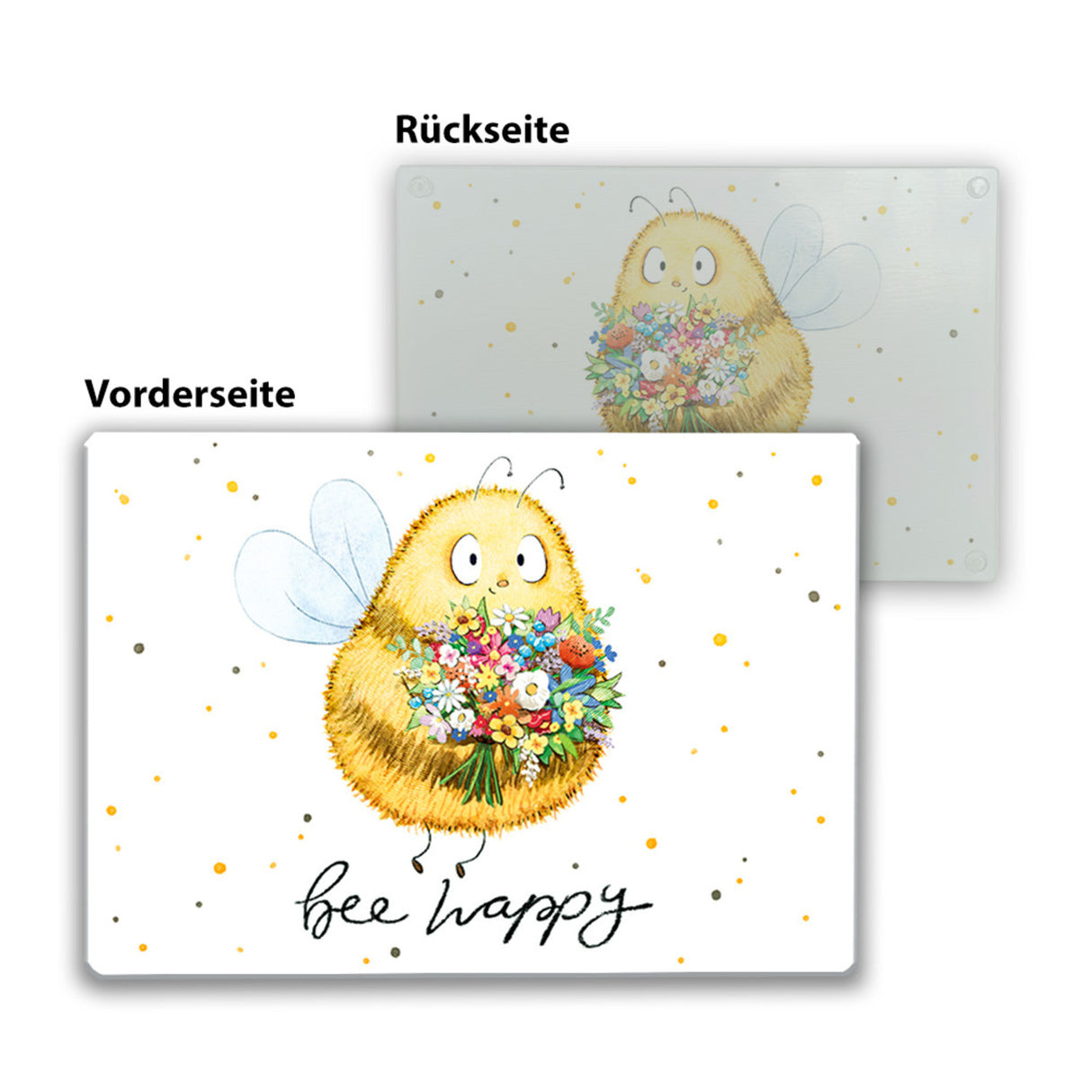 Pummel Biene Schneidebrett aus Glas Glas mit Spruch Bee happy