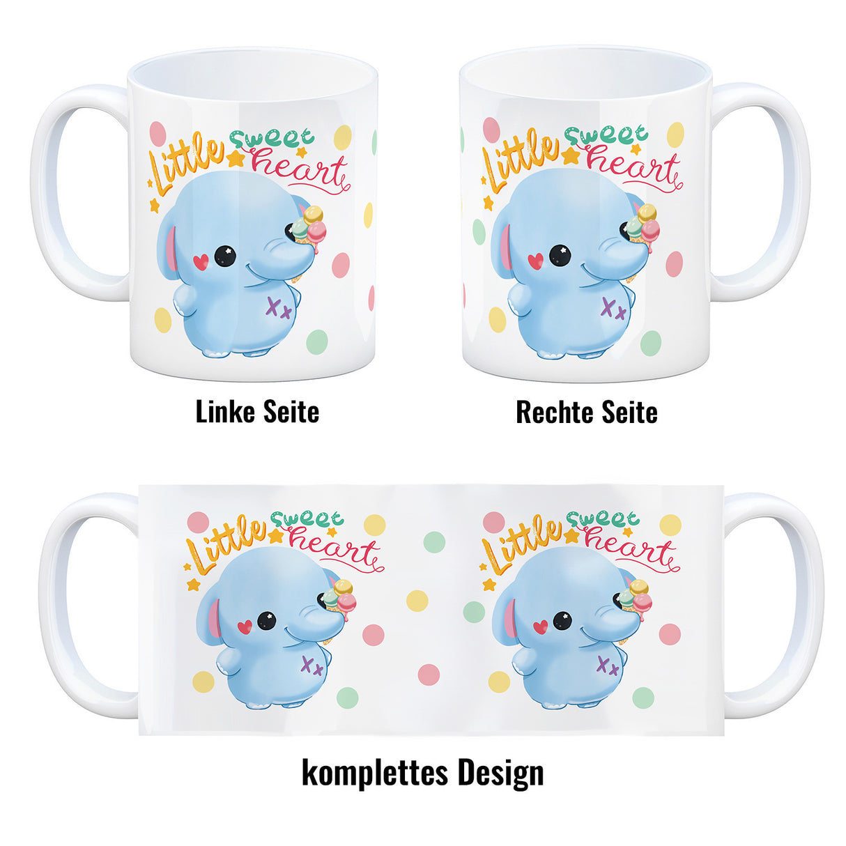 Elefant Kaffeebecher mit Spruch Little sweetheart