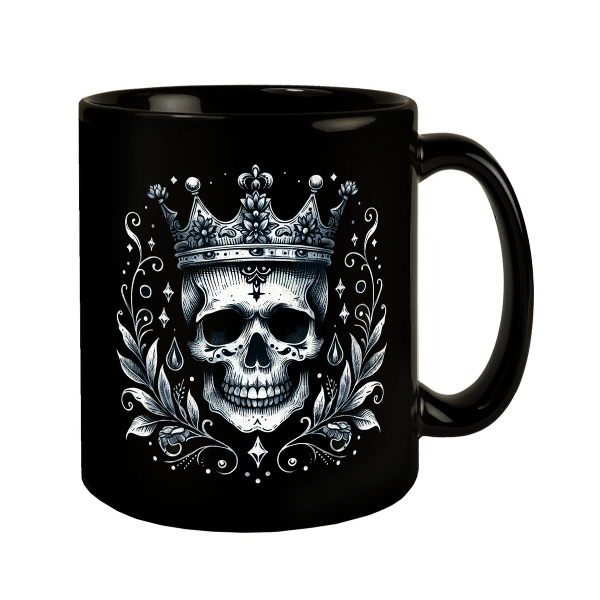 Skelettkönig Tasse schwarz in Schwarz