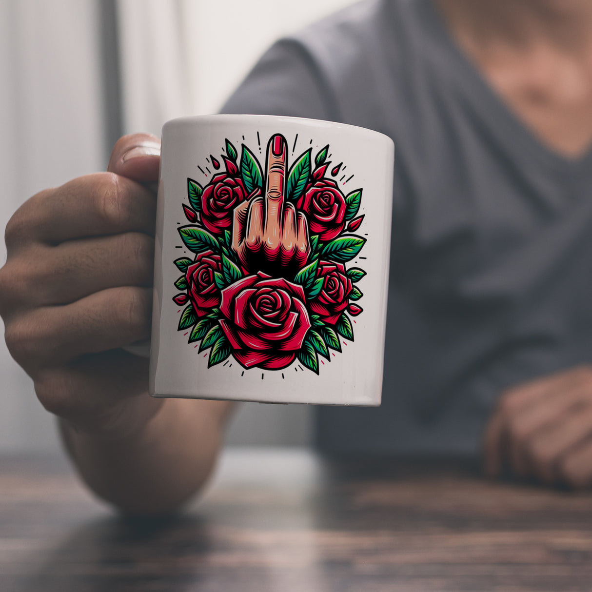 Stinkefinger Rosen - Ich hasse Menschen Kaffeebecher