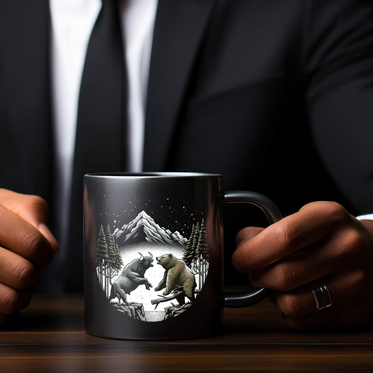 Börsianer Geschenk Tasse schwarz in Schwarz