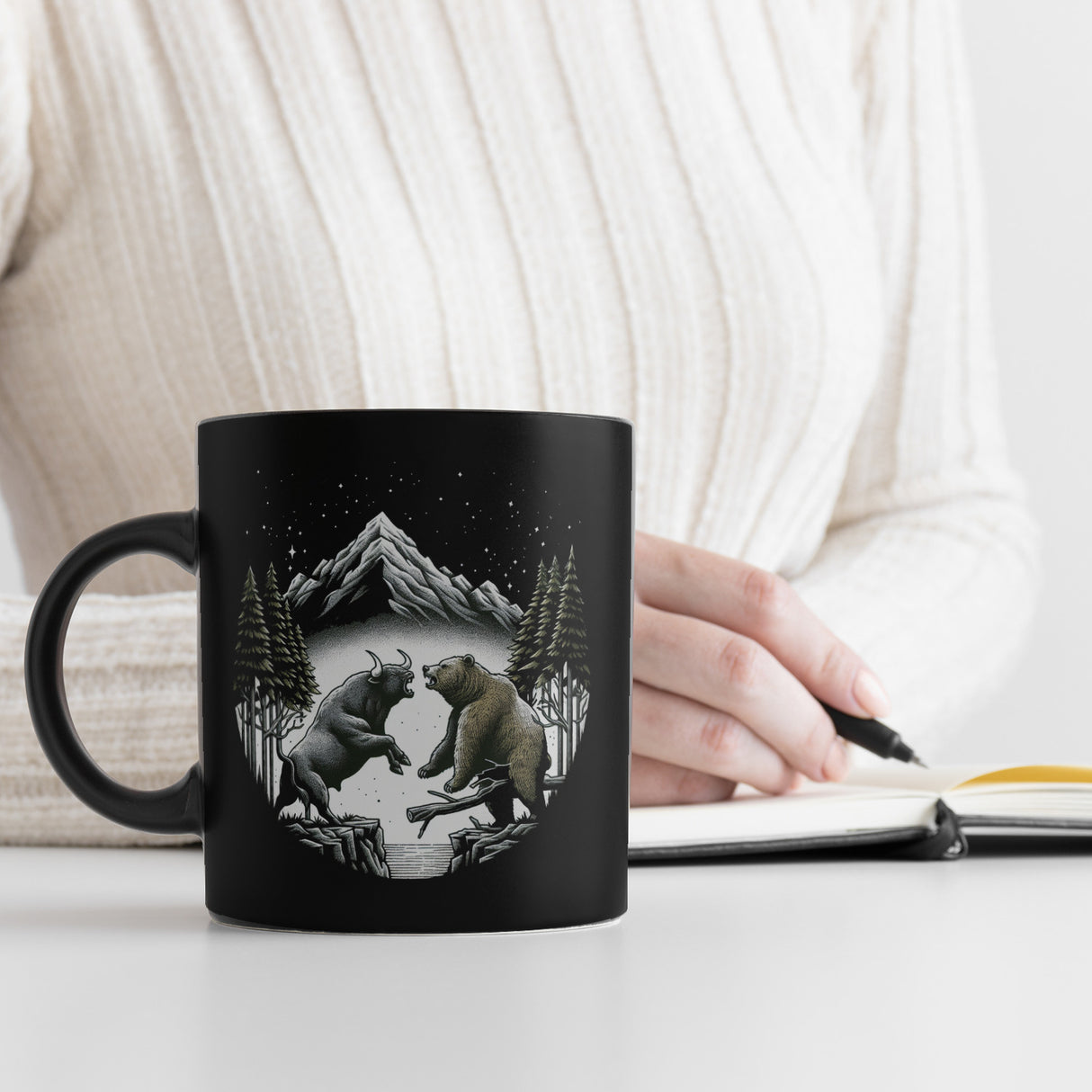 Börsianer Geschenk Tasse schwarz in Schwarz