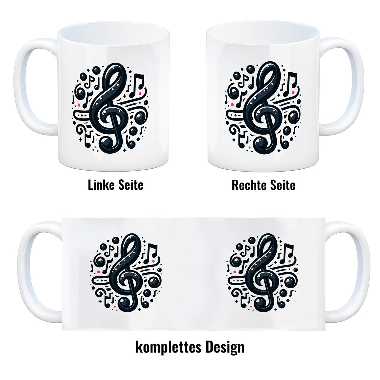 Musiknoten und Notenschlüssel Kaffeebecher