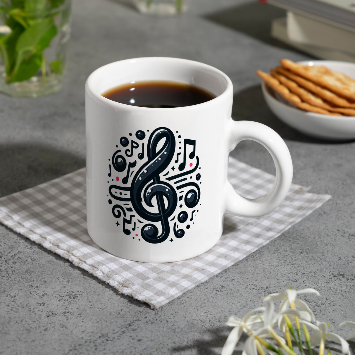 Musiknoten und Notenschlüssel Kaffeebecher