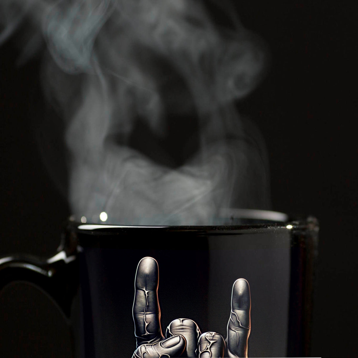 Heavy Metal Zeichen Tasse schwarz in Schwarz