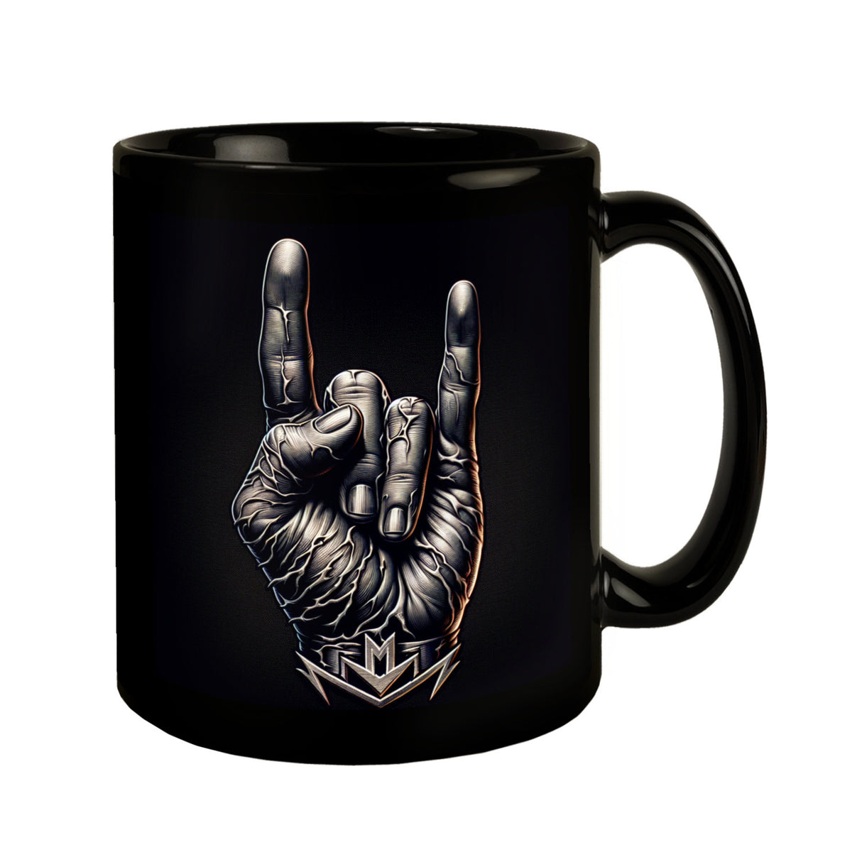 Heavy Metal Zeichen Tasse schwarz in Schwarz