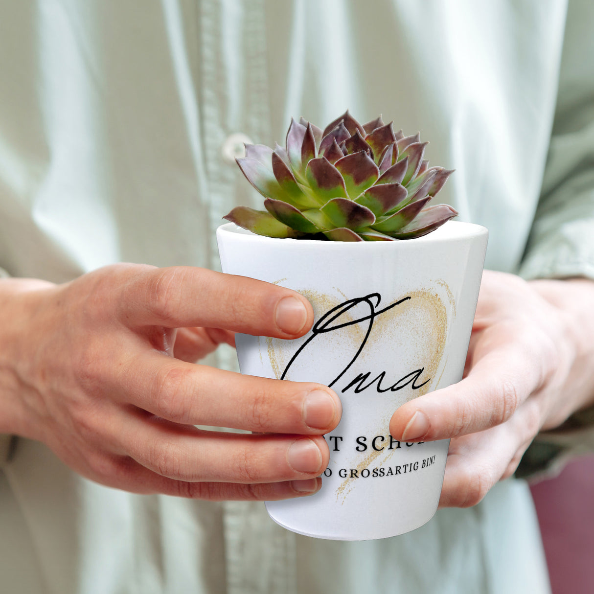 Herz Blumentopf mit Spruch Oma Grund meiner Großartigkeit