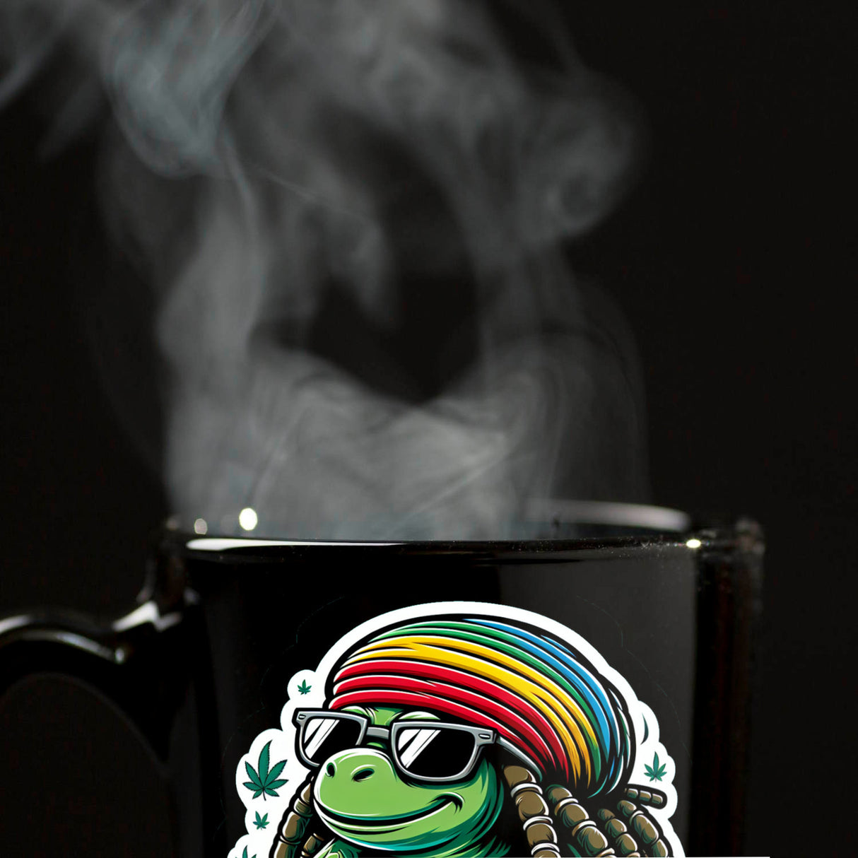 Schildkröte Rastafari Tasse schwarz in Schwarz mit Spruch Chillkröte