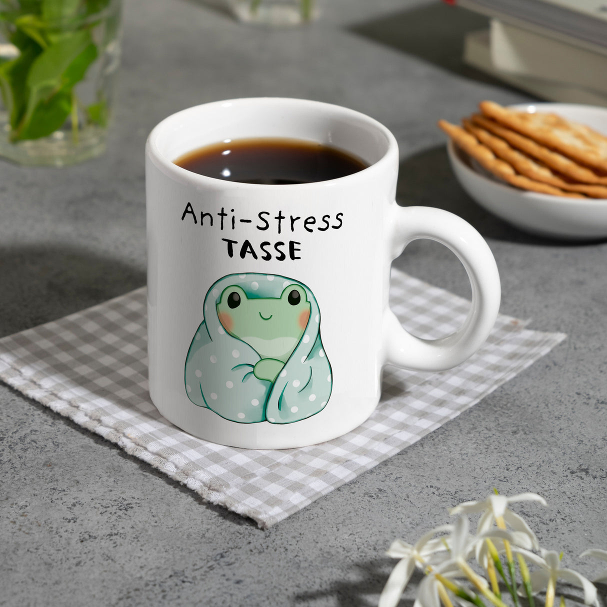 Frosch er Decke mit Spruch Anti-Stress Tasse