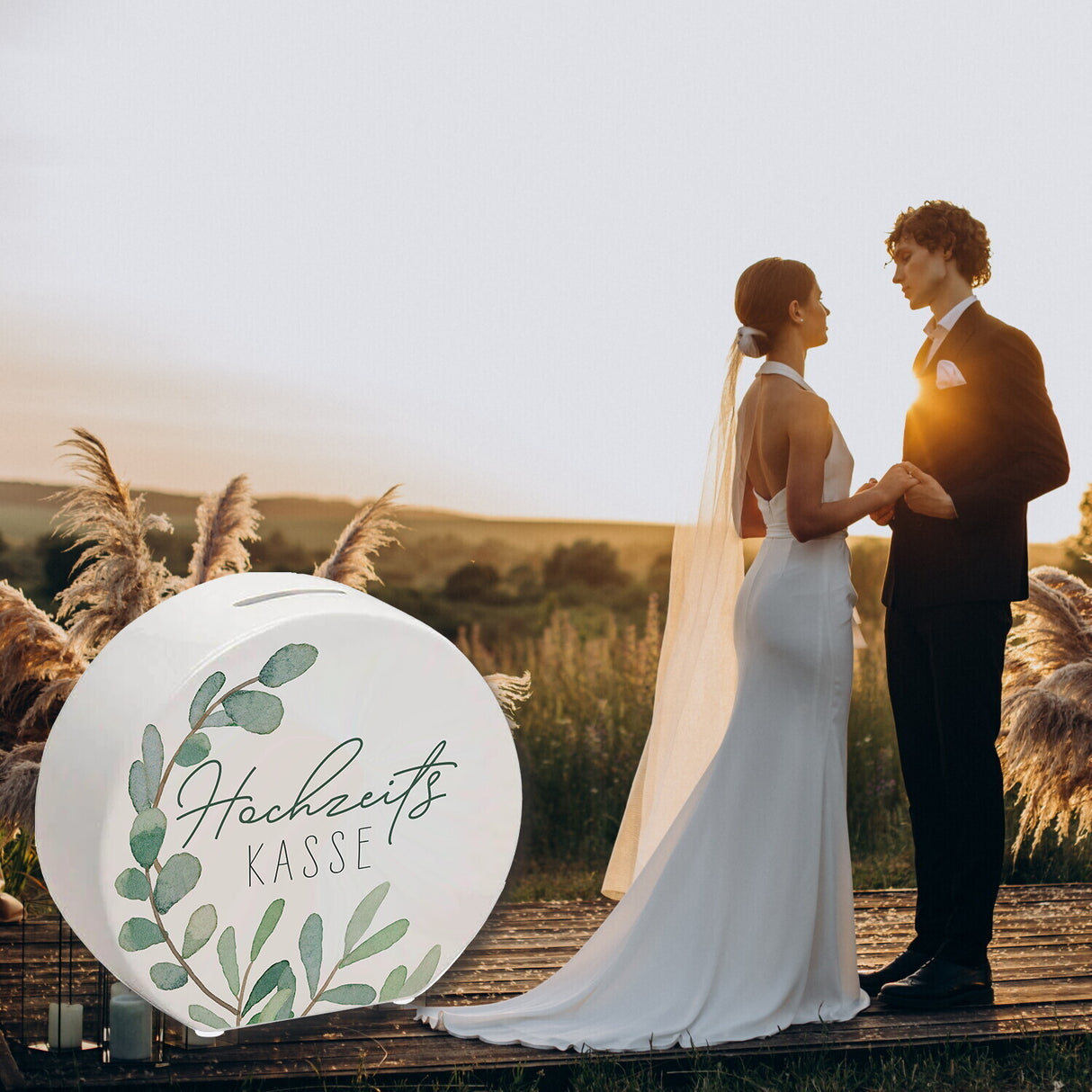 Hochzeitskasse Eukalyptus Spardose