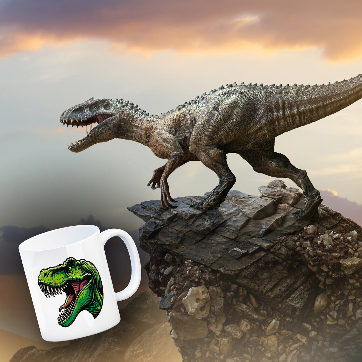 Grüner T-Rex Dinosaurier Kaffeebecher