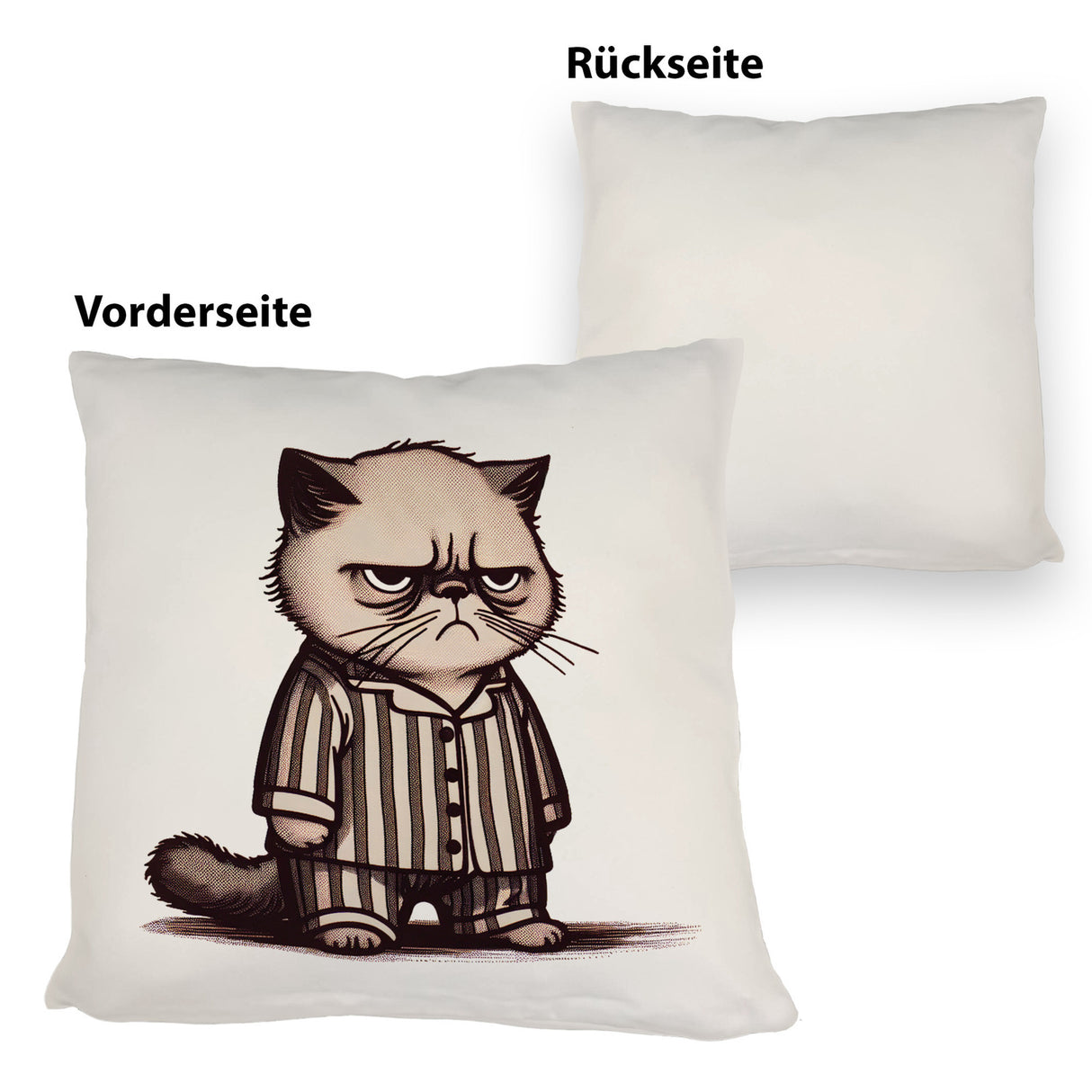Grimmige Katze im Schlafanzug Kissen