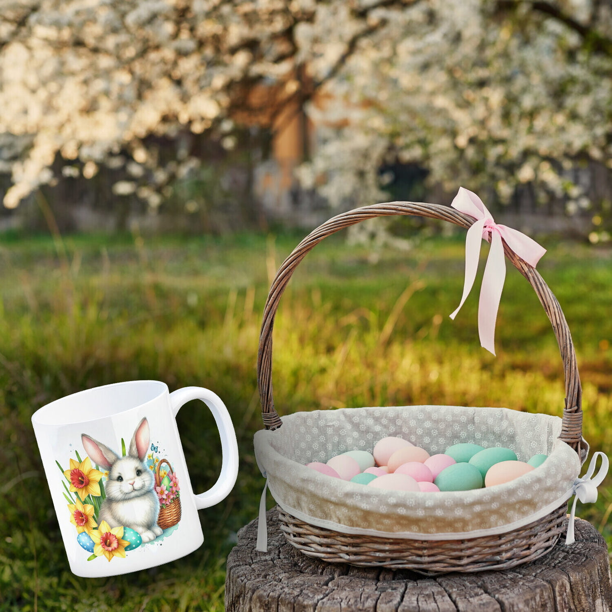 Osterhase mit Osterglocken Kaffeebecher