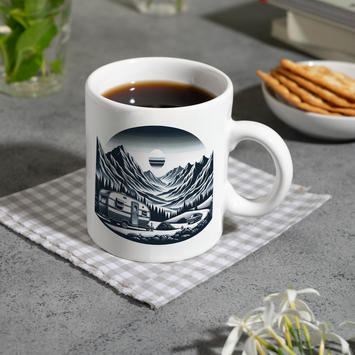 Camping in den Bergen Kaffeebecher