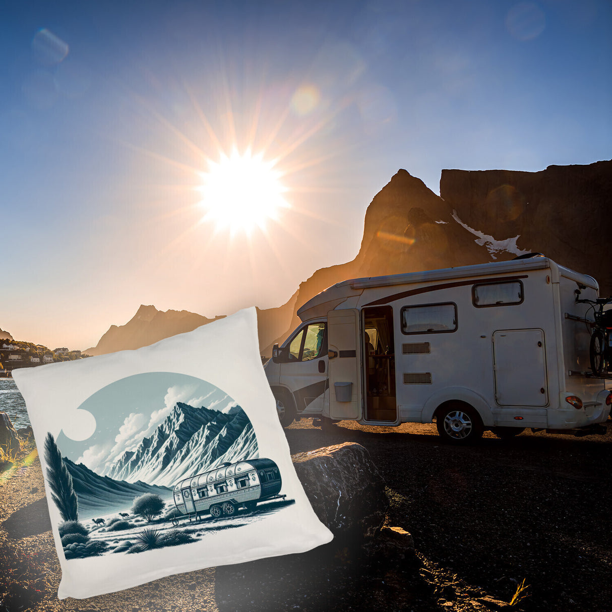 Camping in den Bergen Kissen