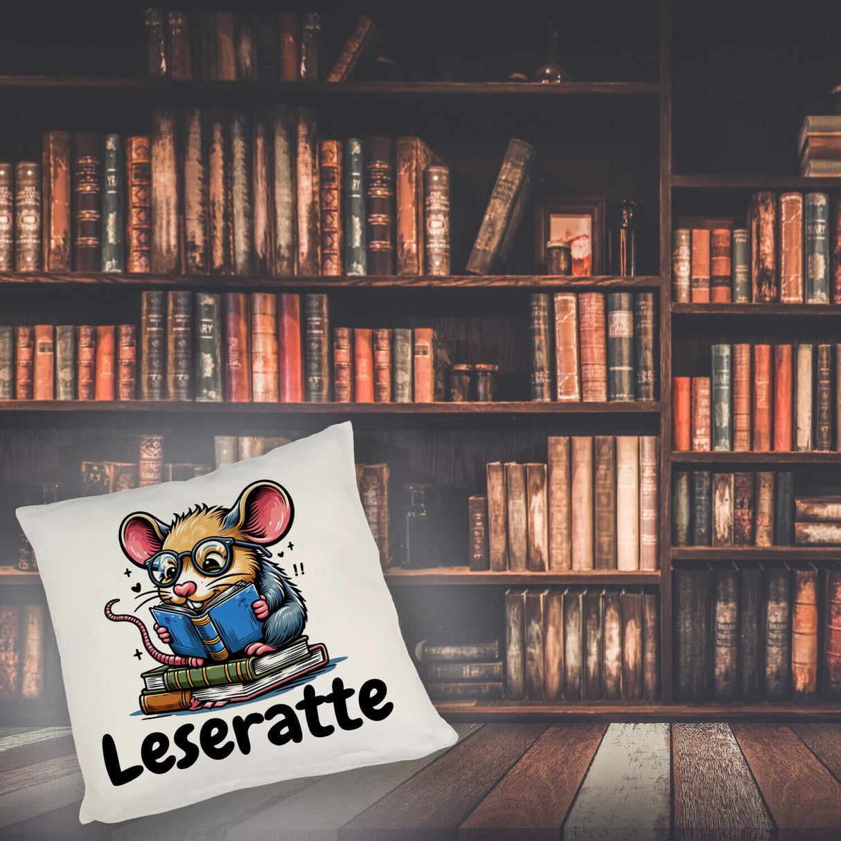 Leseratte Kissen mit Spruch Leseratte