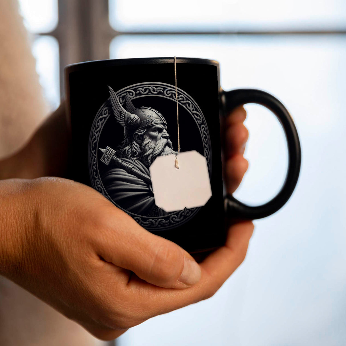 Odin Wikingergott Amulett Tasse schwarz in Schwarz